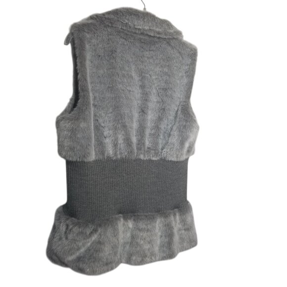 Romeo & Juliet Couture Wool Blend Faux Fur Grey Shabby Chic Y2K Vest Sz L - Picture 2 of 5